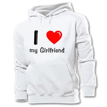 

I Love My Boyfriend GIRLFRIEND HUSBAND Girlfiend Couple Red Heart Dog Mom Gray Women's Pattern Hoodie Sweatshirt Hooded Pullover