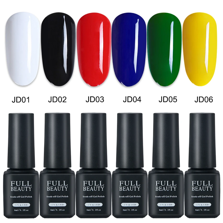 6ml New UV Nail Gel Varnish Lacquer Hybrid Red Black White Pure Color Soak Off Polish Gel Paint Base Top Coat Manicure LAJD01-06 (6)