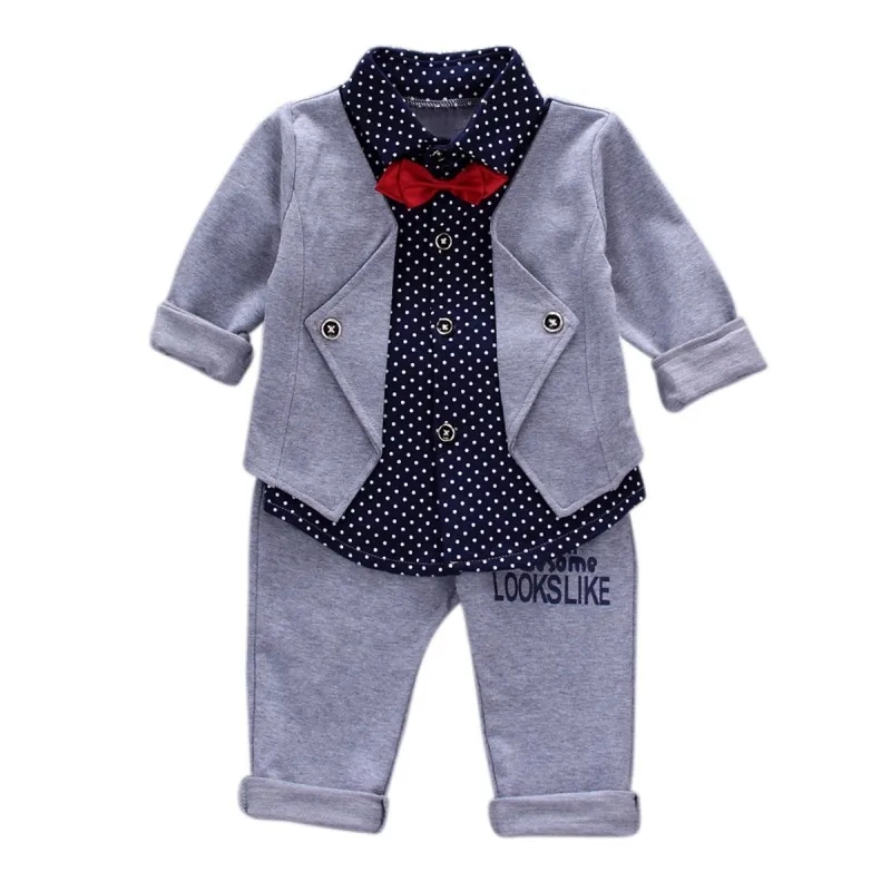 

Explosion Models Spring Autumn New British Wind Children's Boy Suit Fake Two-piece Top Coat + Tracksuit Pants Suit
