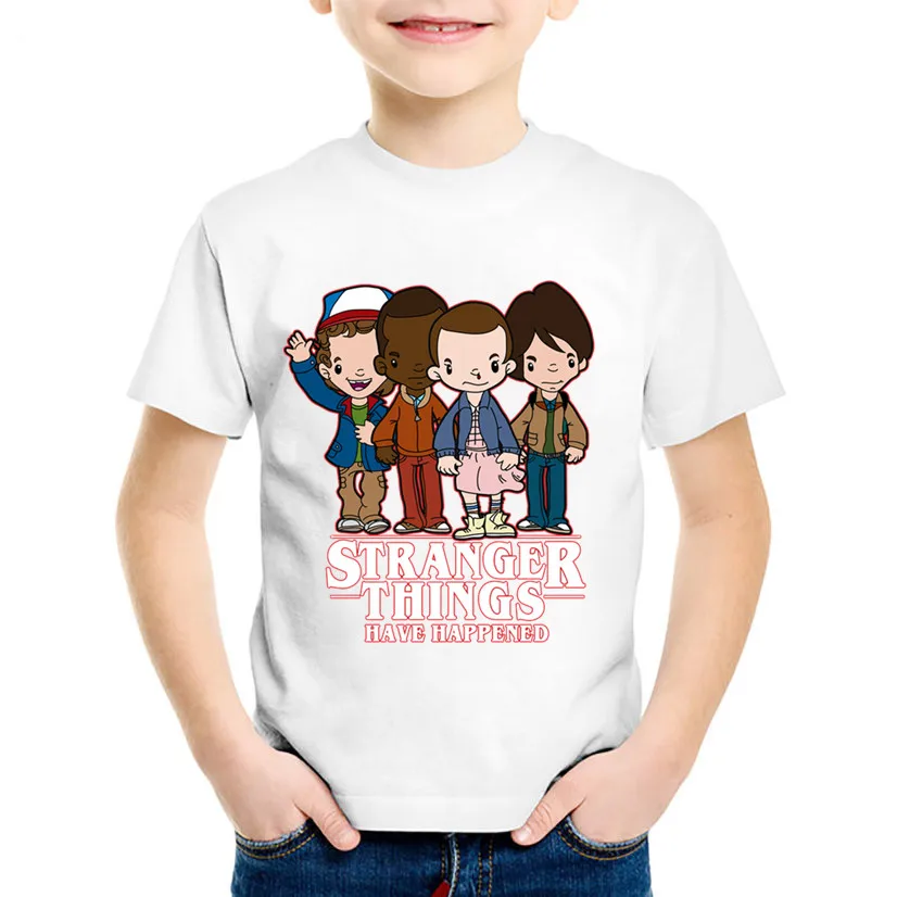 Забавная детская футболка с принтом из мультфильма «странные вещи»; Детские повседневные летние топы; одежда для маленьких мальчиков и девочек; HKP5065