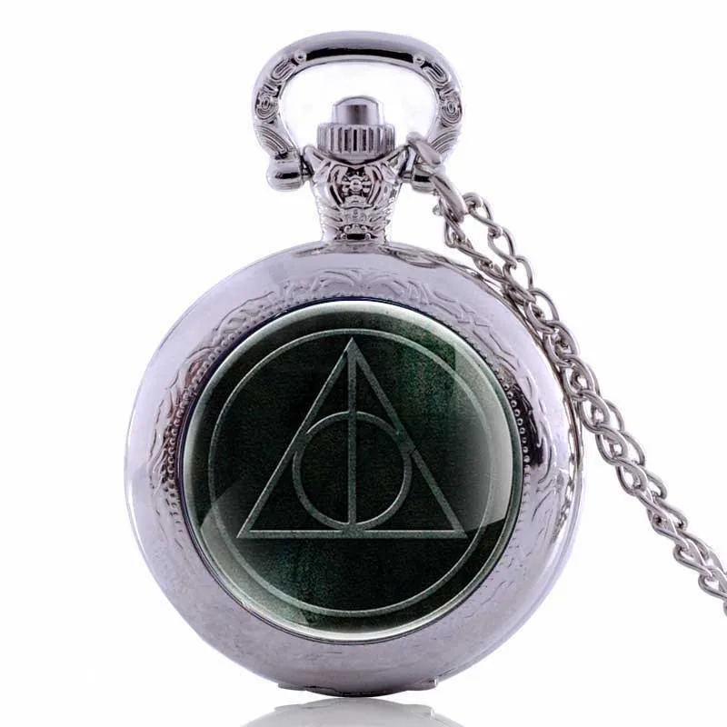 Свитер Ожерелье Хогвартс Слизерин Ravenclaw часы Ретро Snitch Quidditch Deathly Hallows кварцевые карманные часы - Цвет: Silver 35mm