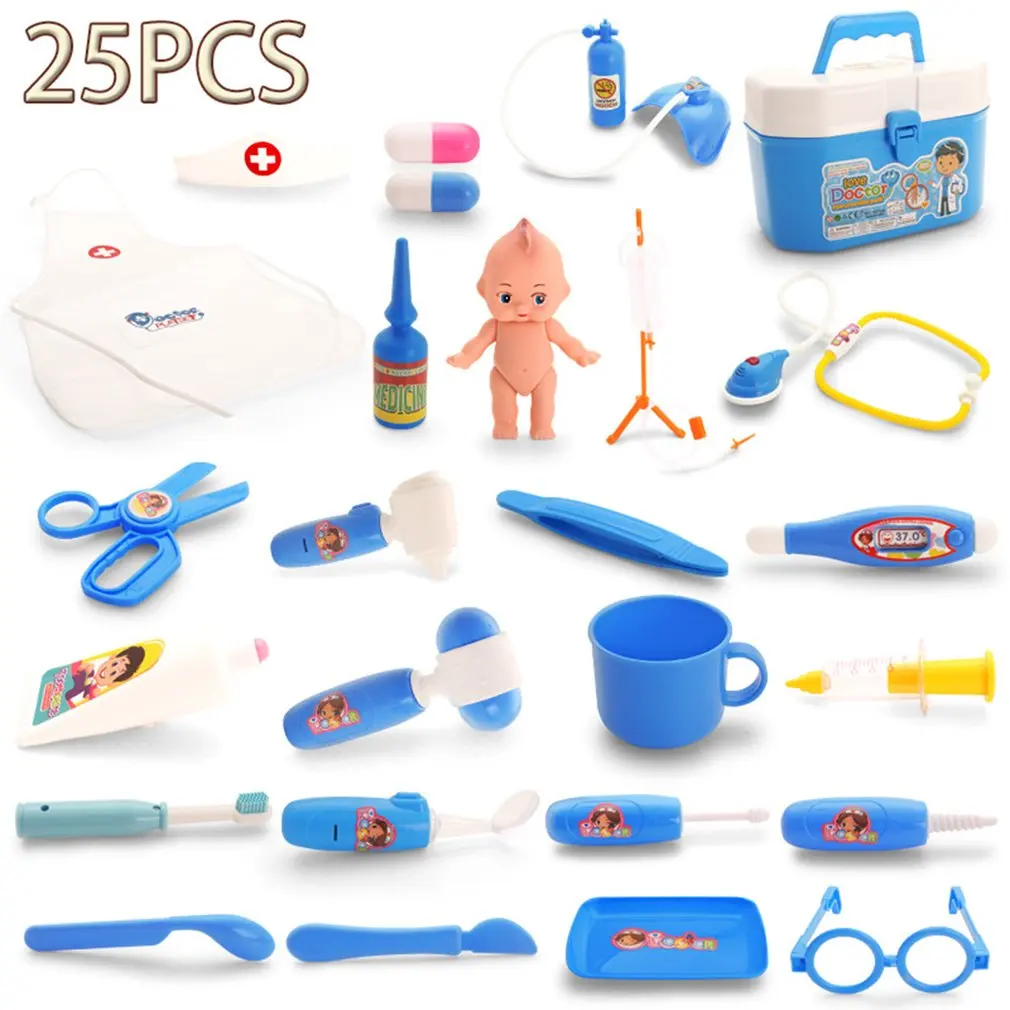 

OCDAY Kids Role Play Medical Kit Simulation Hospital Play Doctor Pretend Play Set 25pcs For Child Baby Educational Box Hot Sale