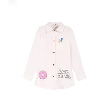 

Brand Long-sleeve Girls White Blouse 100% Cotton Cartoon Embroidery Girls Shirts 1-10 Years Kids School Blouse Children Clothes