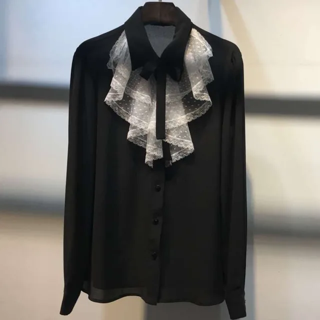 Dressnow bureau chemisier pour femmes 2018 printemps mode volants col chemisier &agrave; manches longues chemisier