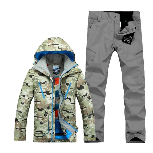 GSOU Снежный бренд, лыжный костюм, Мужская лыжная куртка, брюки, зимние комплекты, куртка для сноуборда, брюки, водонепроницаемый, для горных лыж, костюм, спортивная одежда - Цвет: gsmsj10gsmsp06