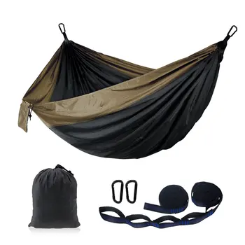 

2019 New style hot sale double parachute Portable outdoor 2 Person Camping colorful nylon Travel Hammocks with new tree strap