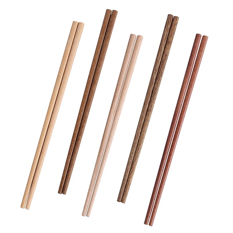 Fashion 1Pair Handmade Natural Bamboo Wood Chopsticks Beech Chinese Ironwood Tableware Sandal Food Stick Door Frame Reusable