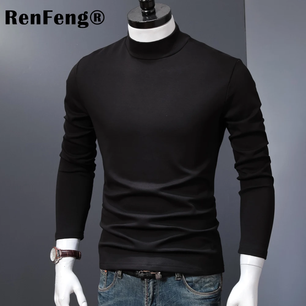 2018 New Fashion Brand Men Clothes Solid Long Sleeve Slim Fit T Shirt Men 95% Lycra Cotton T-Shirt Turtle neck Casual T Shirts (13)