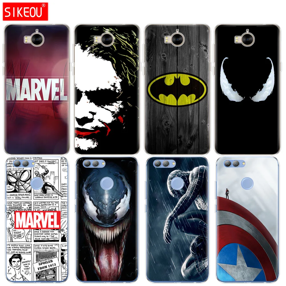 

Silicone phone Cover Case for huawei Y3 Y6 Y5 2 II 2017 nova 3 3e 3i 2s 2 LITE plus case Marvel superhero venom