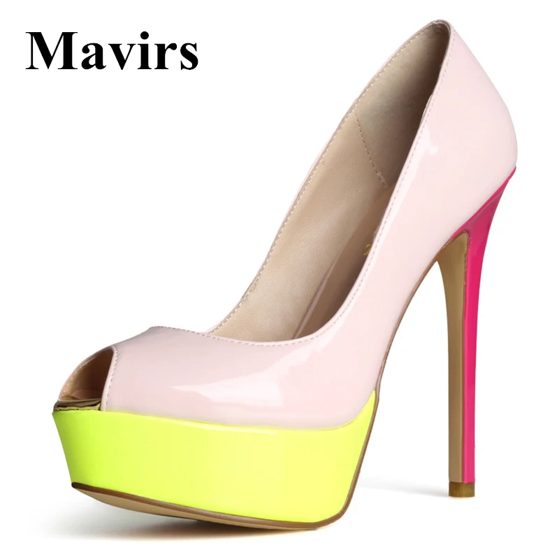 

MAVIRS Brand 2018 Fashion Peep Toe Platform High Heels Women Pumps Female Footwear Wedding Bride Party Stiletto Shoes Size 5-15