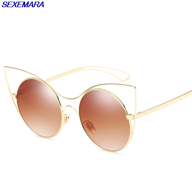 SexeMara Круглые Очки Uv400 Пластиковые Взрослых Cat Eye 50 Мм Мульти Женщины Черные