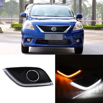 

Ownsun New Updated LED Daytime Running Lights DRL With Black Fog Light Cover For Nissan Sunny 2014