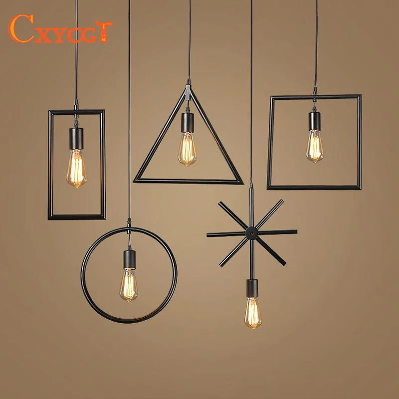 

American LOFT Industry Style Black Iron Pendant Light Simple Creative Lamps For Bar&Coffee Shop Home Lighting E27 Bulb