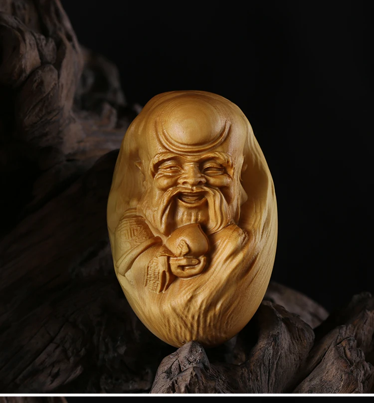 

boxwood carved hand pieces Car pendant carving crafts play gourd longevity god birthday Art home collection.