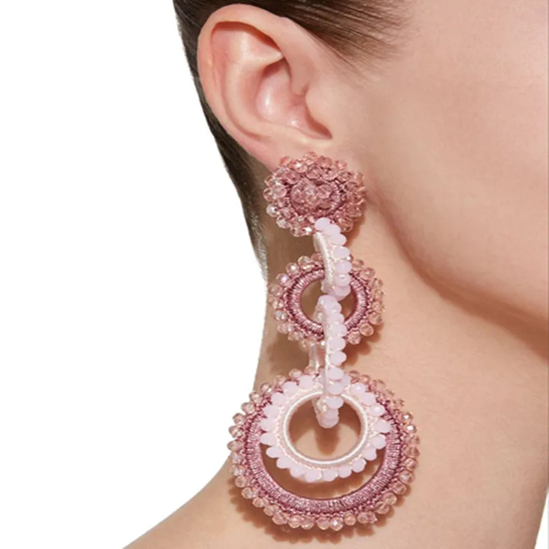Украшения dongmu новые богемные модные серьги с кристаллами Длинные уши женские модные аксессуары семь цветов Лето