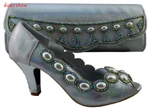Doershow Frete Grátis Fashion Shoes Africanos e Matching Bags definido para as mulheres, com pedras e Itália Sapatos e Bolsas HJZ1-102