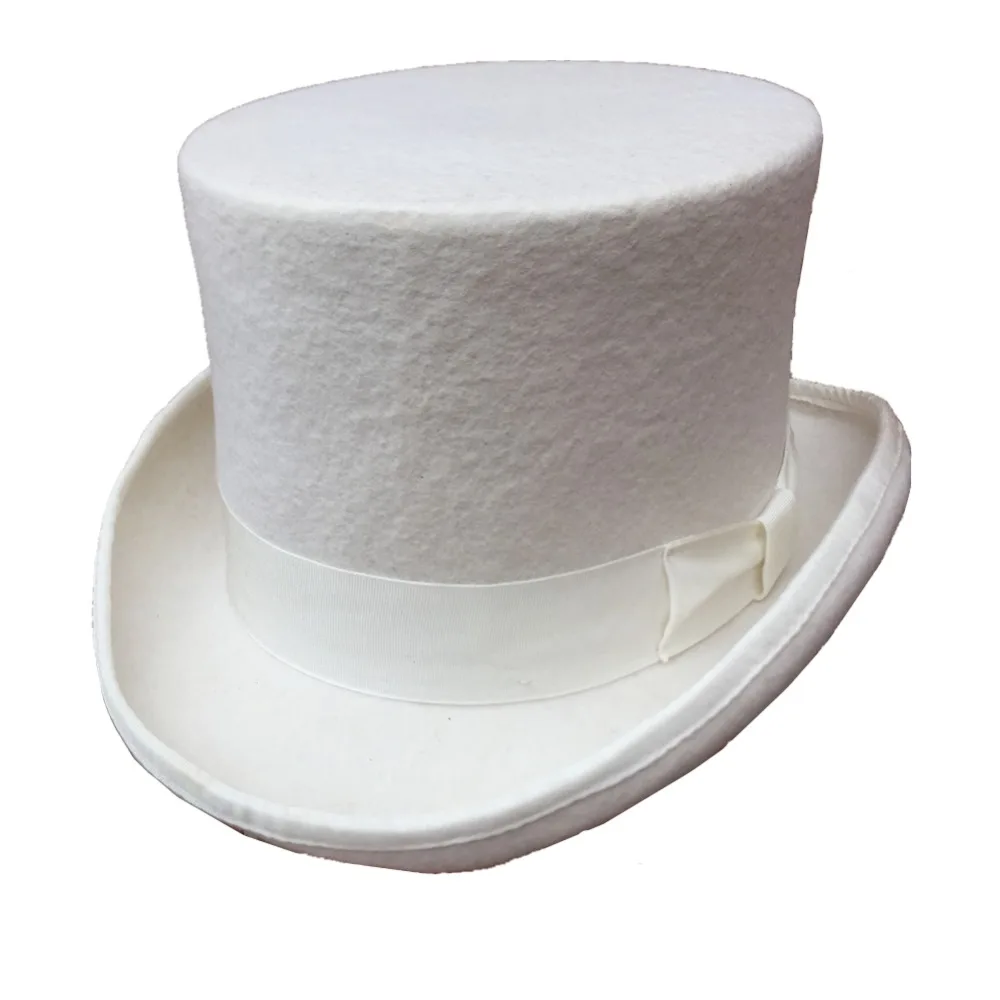 Off Bianco Feltro di Lana Basso Breve Top Cappello Topper Per Le Donne  Degli Uomini|top hat|mad hatter top hatwedding top hat - AliExpress