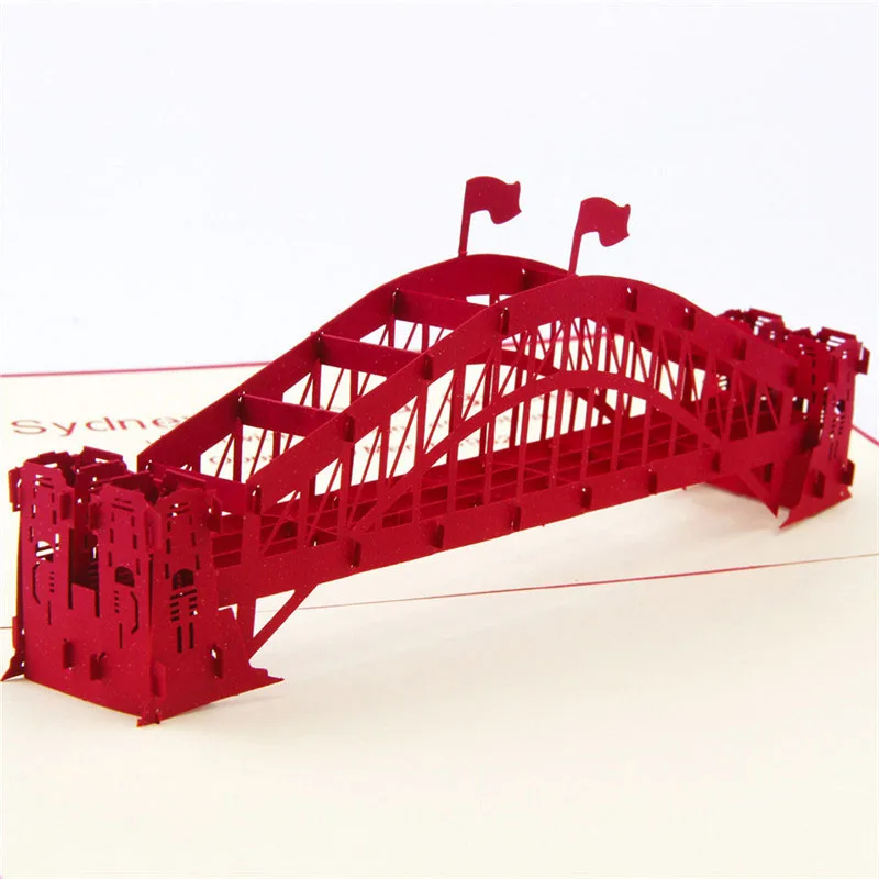  3D Laser Cut Handmade Sydney Harbour Bridge Paper Invitation Greeting Cards PostCard Business Birth - 32794611767