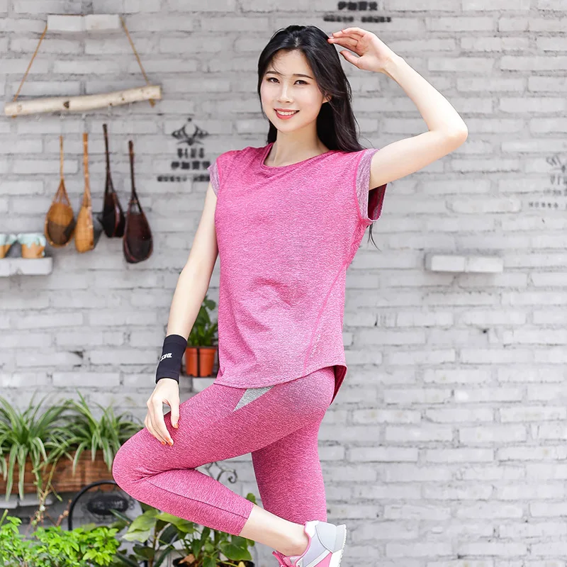 

Sports Suit Women Gym Sportswear Fitness Workout Clothes Yoga 2 Pieces Sets Crop Solid Yoga Tops Sports Pants Women Tracksuit