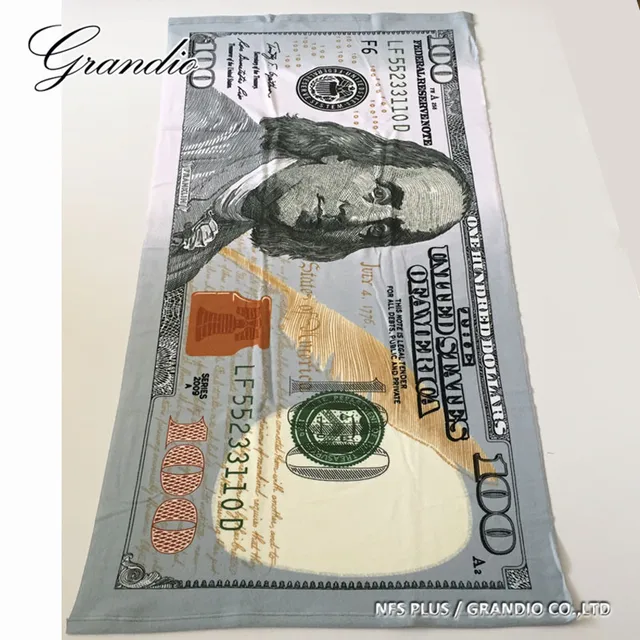 New 100 Dollar Microfiber Beach Towel Fast Drying Lightweight Absorbent Super Soft Smooth Travel Sports Bath Towel 70x140cm