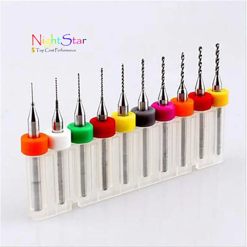 

10 Pcs/Set PCB Print Circuit Board Carbide Micro Drill Bits Tool 0.3mm to 1.2 mm
