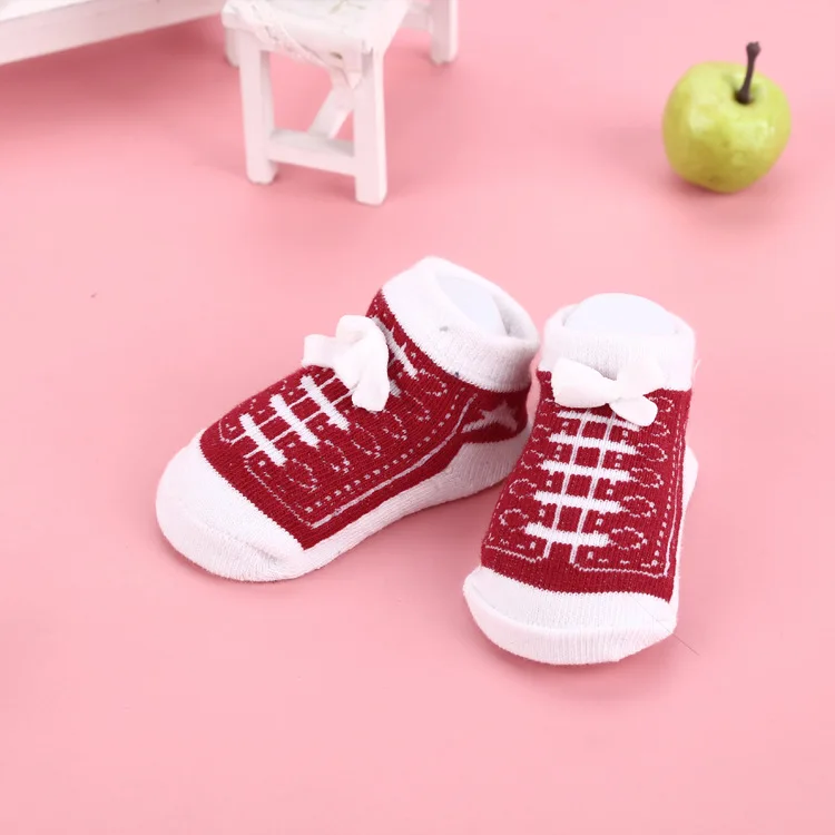 Носки для новорожденных хлопковые милые короткие детские носки плотная одежда для маленьких мальчиков и девочек детские носки для малышей разноцветные летние аксессуары - Цвет: Red Normal
