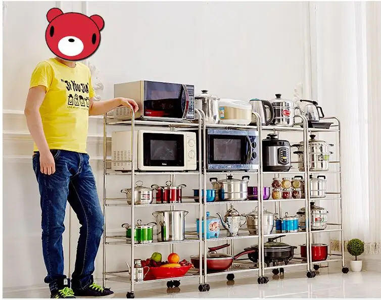Kitchen rack stainless steel frame to receive a microwave vegetable shelf for storage rack storage rack