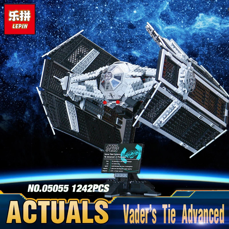 

05055 Star Vader TIE advanced fighter Toy aircraft Model Children Building Kit Block Brick Wars Compatible legoingly 10175