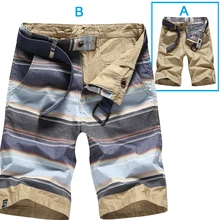 Новые летние Сращенные мужские шорты двухсторонняя одежда с карманами повседневные свободные до колен хлопковые мужские с принтом в полоску