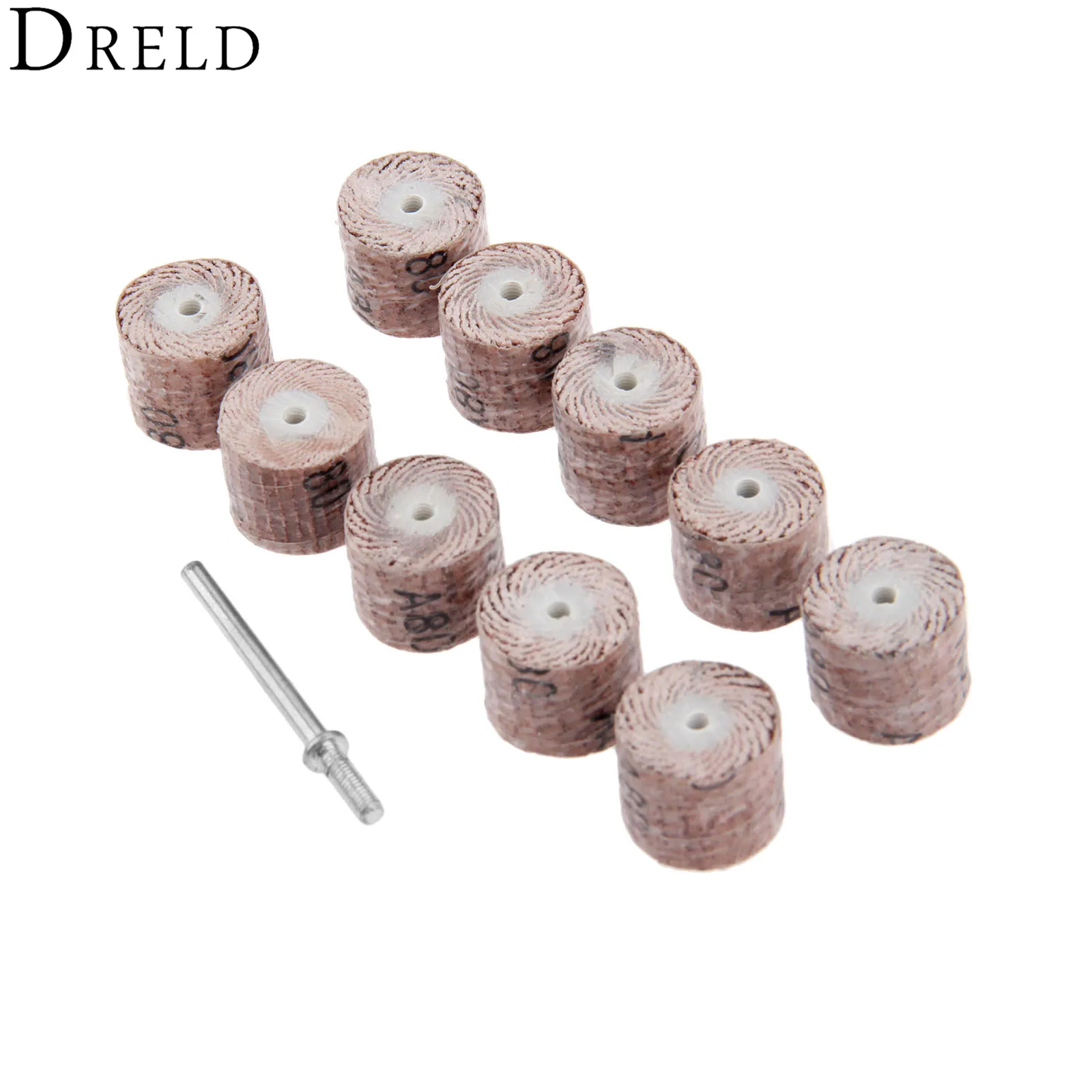 DRELD 10Pcs Dremel Accessories 80-Grit Sanding Flap Wheel Sander Disc Grinding Grinder Rotary Tools 15*13*3mm | Инструменты