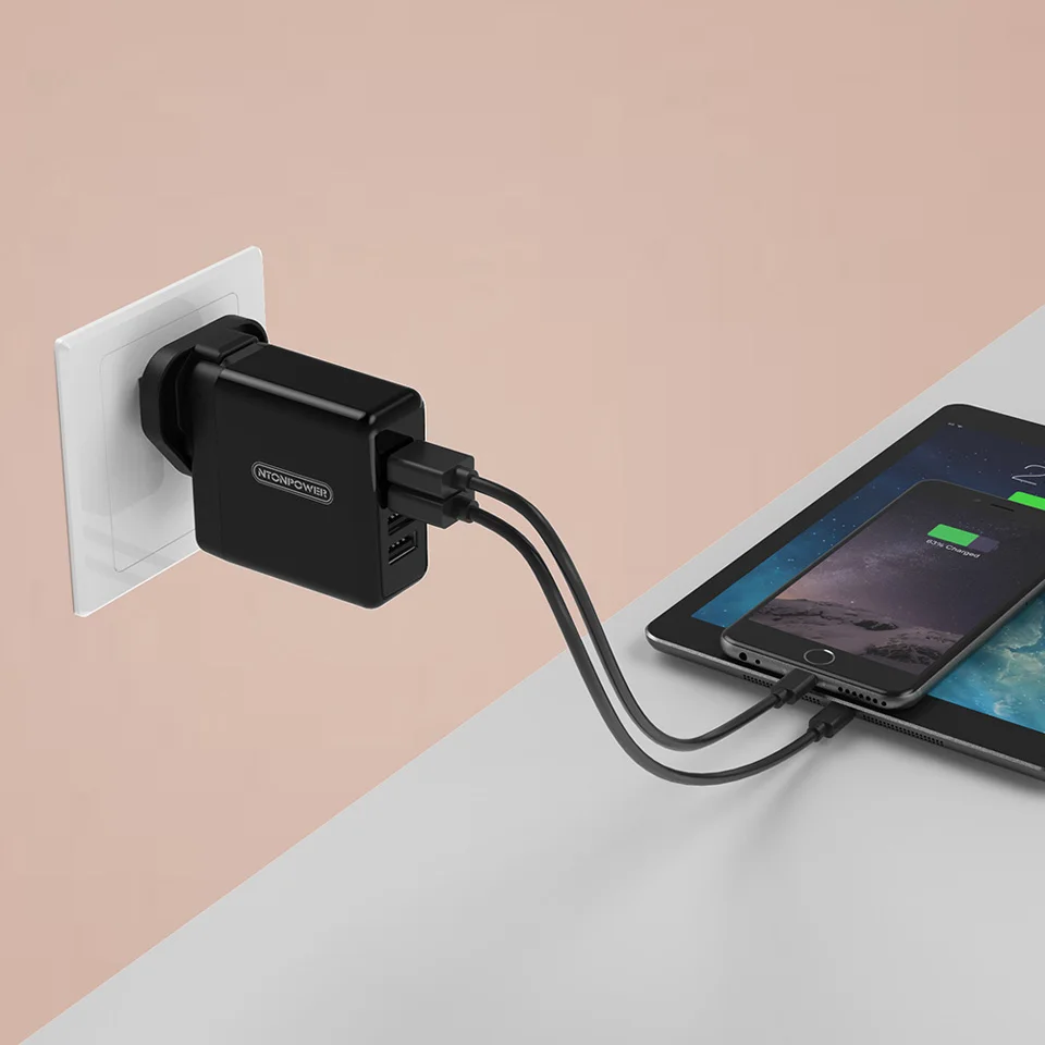 NTONPOWER 4 USB Универсальное зарядное устройство для мобильного телефона адаптер для путешествий UK/EU/AU/US 34 Вт USB настенное зарядное устройство для планшета/iPhone/Android телефона