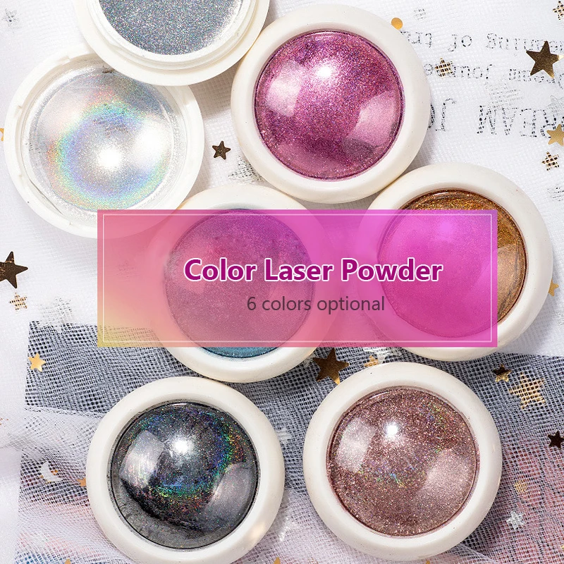

Chunshu 6Color Holographic Laser Glitter Dust Nail Glitter Shimmer Powder Chrome Pigment DIY Accessories Manicure Project 0.2g
