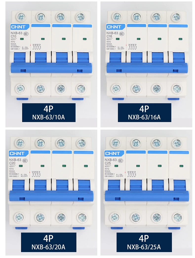 CHNT NXB-63 небольшой выключатель DZ47 воздушный выключатель 1P 2P 3P 4P 1A~ 125A C тип бытовой переключатель безопасности