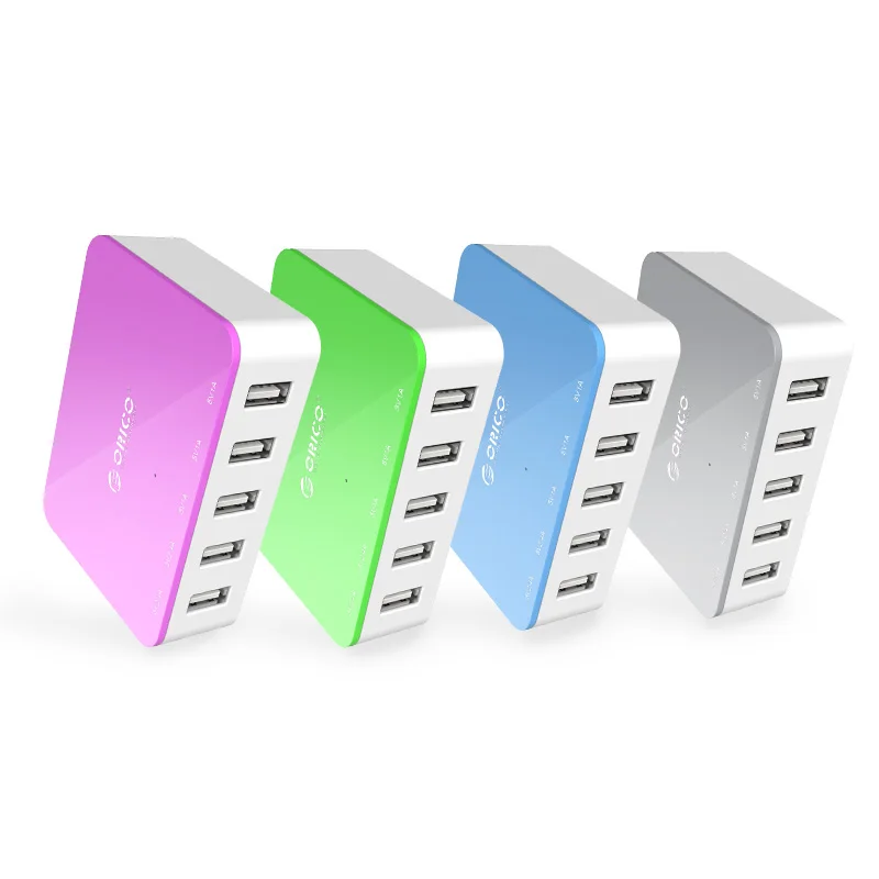 ORICO 5 Port USB Charger Colorful Smart Charger Desktop Charger with Power Adapter for iPhone Samsung Xiaomi Huawei Pad