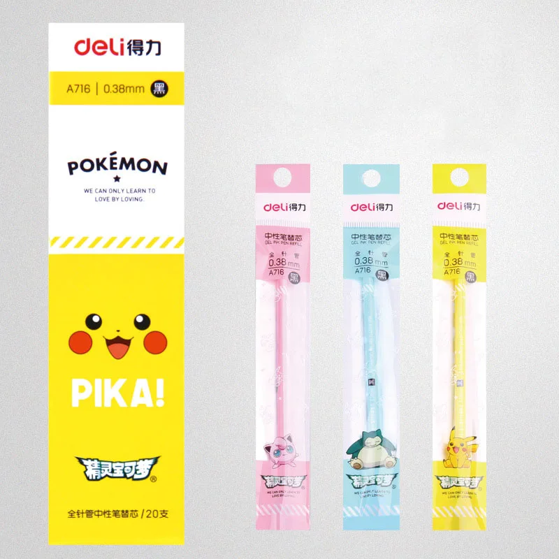 

Deli 10pcs/Lot Gel Pen Refill 0.35mm 0.38mm Waterproof Whale Pokemon Pikachu Refill For Writing School Supplies Stationery