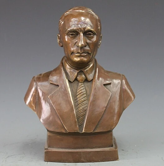 Bronze Copper carving statue Vladimir Putin Bust Figurine Art Sculpture