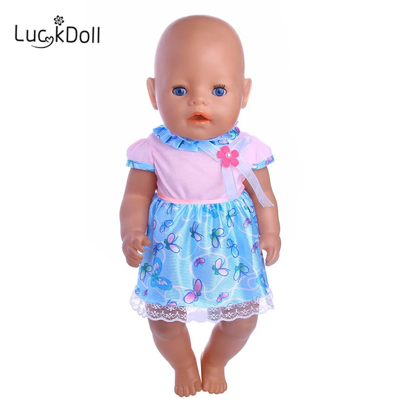 Платье LUCKDOLL с круглым вырезом и коротким рукавом подходит для 18 дюймовых