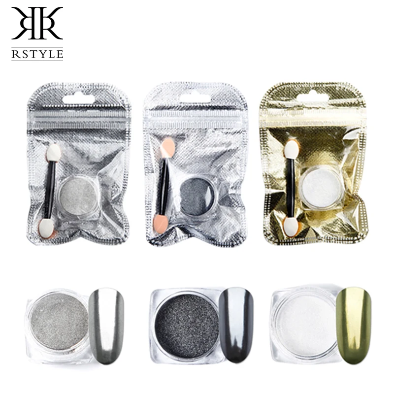 

RSTYLE New 1PCS Mirror Effect Powder Nail Art Glitter Design of Nails Spangles Acrylic Manicure Need Gel Lacquer Decorations