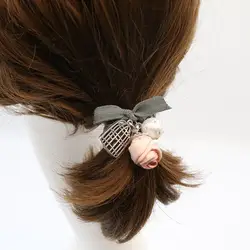 Сладкий ткань цветы кулон цветок головы веревку небольшой свежий дамы хвост веревки волос кольцо аксессуары для волос