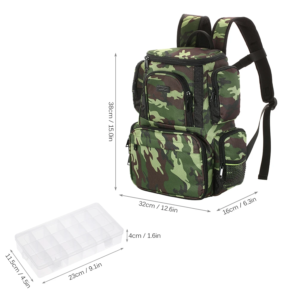 Lixada Fishing Backpack Waterproof Fishing Lures Reel Bag Adjustable Straps Fish Tackle Storage Bag+Fishing Tackle Boxes