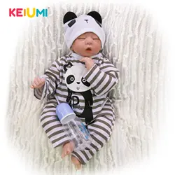 KEIUMI как Спящая 50 см Reborn Baby мягкая силиконовая кукла новорожденная детская игрушка одежда комбинезон с пандами реалистичные куклы дети