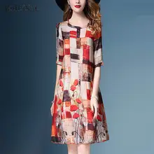 Новое поступление, женское летнее платье с модным принтом, Vestidos Feminino, повседневное шелковое платье в винтажном стиле для девушек, Robe Femme Ete