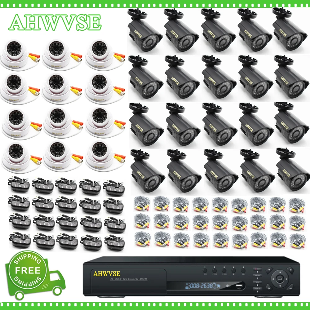 

AHWVSE 32CH AHD DVR Kits with 32pcs Outdoor Indoor 720P AHD Cameras Free shipping
