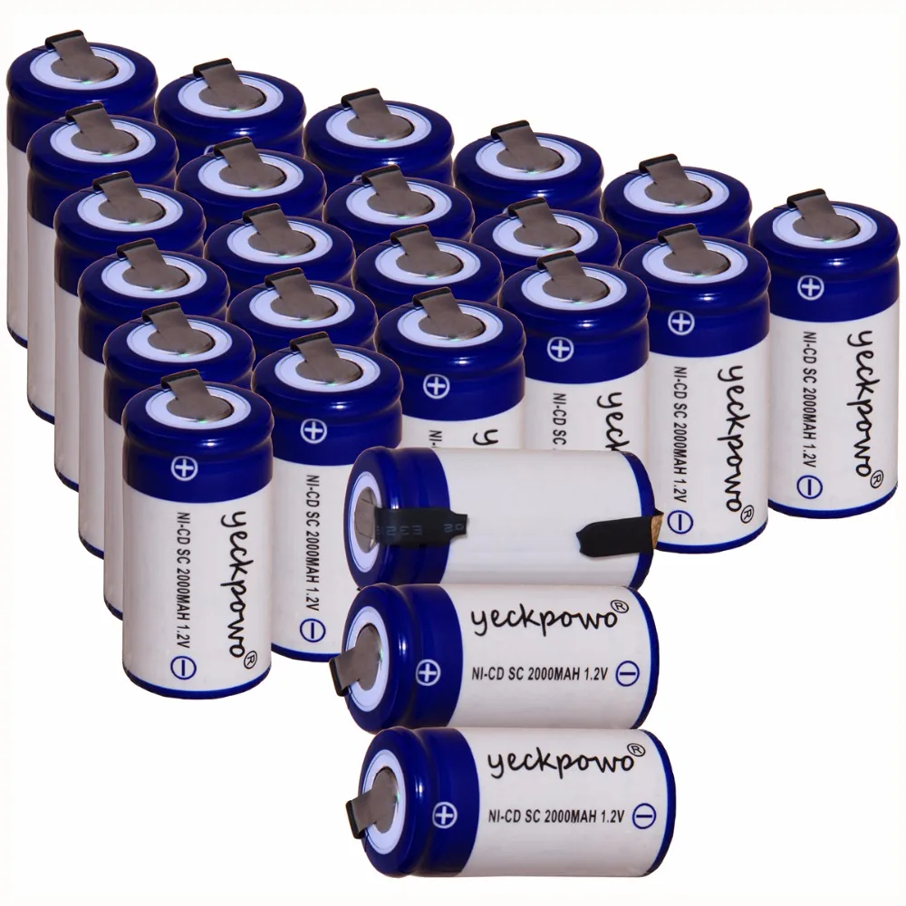 24 pcs SC 2000mah 1.2v battery NICD rechargeable batteries for power tools 4.25cm*2.2cm akkumulator electric screwdrivers | Электроника