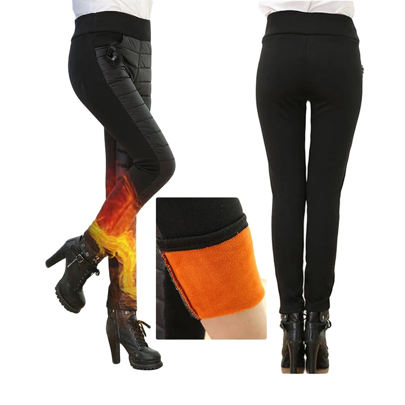 

Thicken down Cotton Winter Warm Pants Women Elastic Waist Ladies Skinny Trousers Women's Casual Leggings Outwear Female Pants