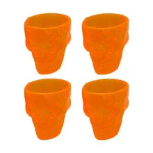 4 шт. Хэллоуин прозрачный маленький Handless Winecup пластик оранжевый череп голова пива стекло Бар Виски Водка чашки 50 мл вечерние Принадлежности Декор