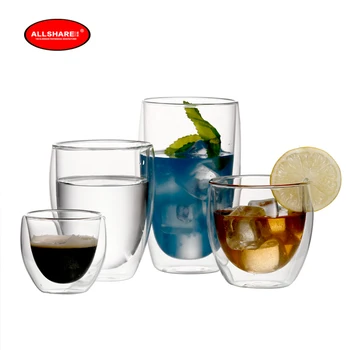 

2pcs coffee tea cup double wall tea cup coffee cups 80-450ml Transparent isolation cup heat resistant beer mug