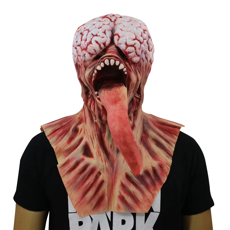 

Halloween Scary Mask Brain Long tongued Zombie Helmet Cosplay Masquerade Party Props
