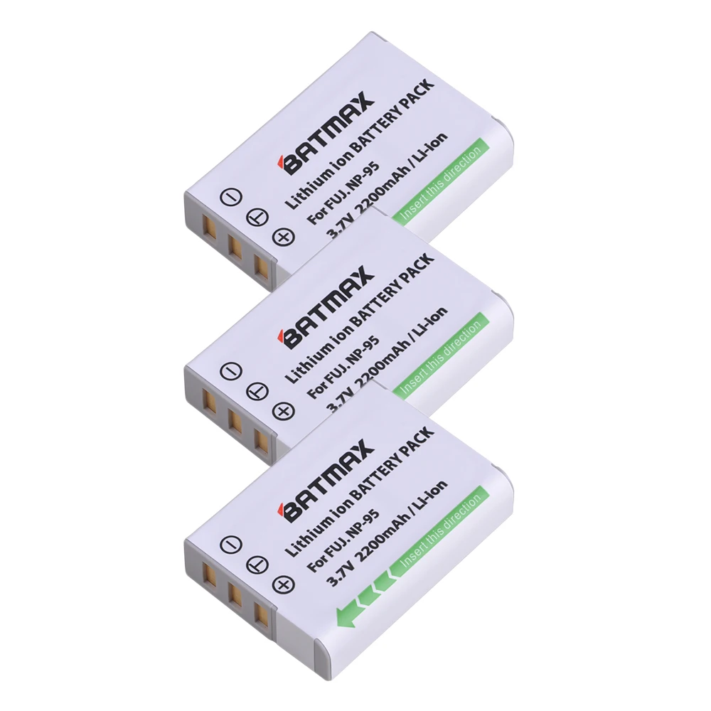 Аккумулятор Batmax 3 шт. 2200 мАч Φ NP 95 аккумуляторная модель X30 X100 X100S X100T XS1 Fujifilm FinePix F30