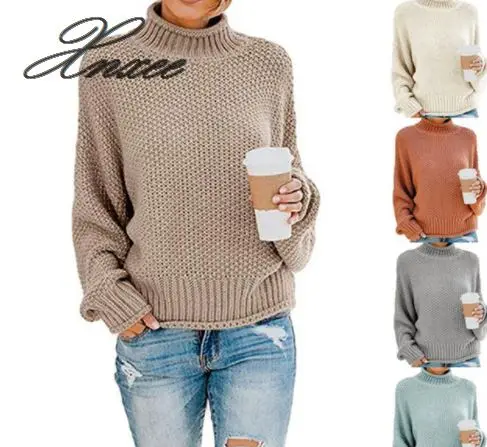 

Xnxee sweater female 2019 autumn and winter new loose high collar pullover European large size sweater